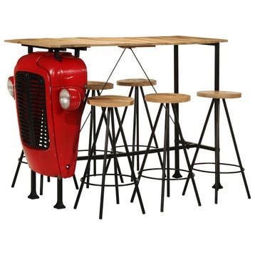 vidaXL 7-delige Barset massief mangohout, Huis en Inrichting, Verzenden, Nieuw