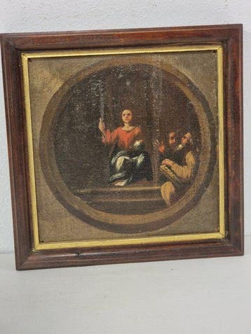 Votieve plaquette - Jezus tussen de Doctoren van de Kerk -