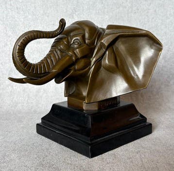 Beeld, Naar François Bazin, Olifant - 16 cm - Brons