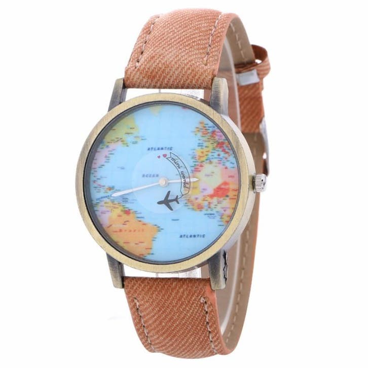 Fako - Horloge - Mini World - Vliegtuig - Lichtbruin, Bijoux, Sacs & Beauté, Montres | Femmes, Envoi