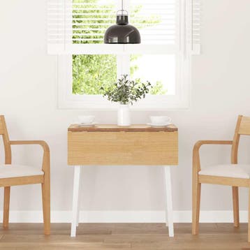 vidaXL Eettafel massief hout wit rubber, Huis en Inrichting, Verzenden, Nieuw