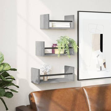 vidaXL 3-delige Wandschappenset met stangen bewerkt hout, Huis en Inrichting, Verzenden, Nieuw