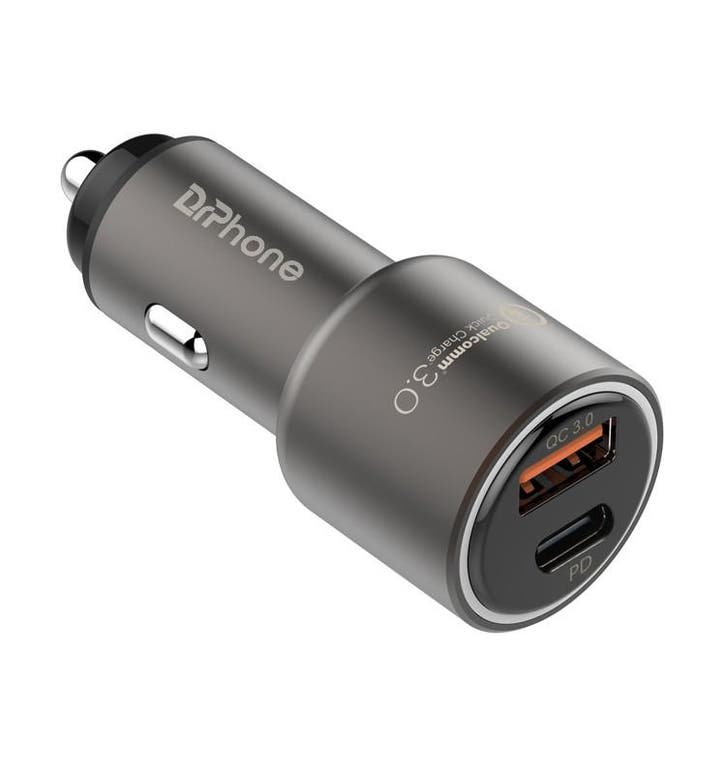 DrPhone Invincible - 18W - Metalen Auto Lader -  2 Poorten -, Télécoms, Chargeurs de voiture, Envoi