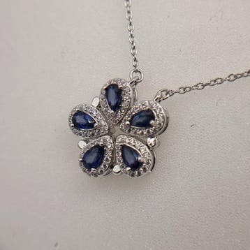 Zonder minimumprijs - Ketting met hanger Zilver Saffier