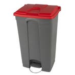 Pedaalemmer | Kunststof (Grijs/Rood) | 90L | Klapdeksel |, Verzenden, Nieuw in verpakking