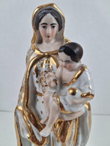 Beeld, Madonna met kind - 30 cm - Porselein, Antiek en Kunst