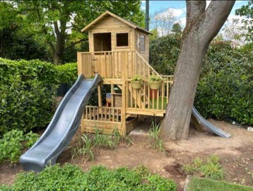 Safari houten speelhuis Panter, met glijbaan mogelijk!, Ophalen, Nieuw, Hout
