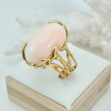 Corail - Argent, Plaqué or - Bague - CORAIL ROSE