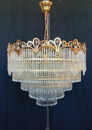 Plafondlamp - Messing, Kristal - Italiaanse glans