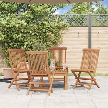 vidaXL Inklapbare stoelen 4 st massief teakhout, Verzenden, Nieuw