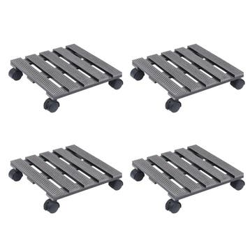 vidaXL Plantentrolleys 4 st 30x30x7,5 cm HKC grijs, Verzenden