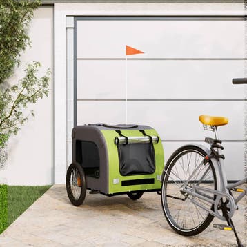 vidaXL Hondenfietstrailer oxford stof en ijzer groen en, Verzenden