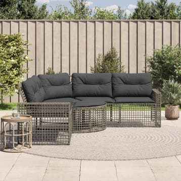 vidaXL Tuinbank met kussens en voetensteun L-vormig poly, Verzenden