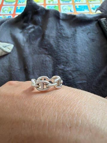 Hermès - Bague Argent - chaîne dancre