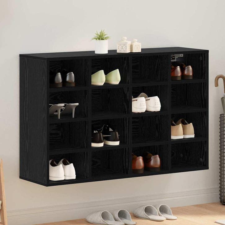vidaXL Schoenenkast Zwart Eiken 103 x 30 x 67 cm Bewerkt, Maison & Meubles, Armoires | Armoires à chaussures, Envoi