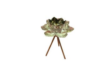 Veiling - Theelichthouder Amy 18 X 12 Cm Glas Groen/Goud, Nieuw