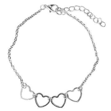 Fako Bijoux - Enkelbandje - Enkelsieraad - Hartjes Quattro -, Bijoux, Sacs & Beauté, Verzenden