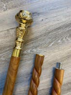 Wandelstok - Kompas zwaar messing handvat met rozenhout, Antiek en Kunst