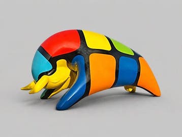 Beeld, garden statue modern colored bull - 26 cm - polyresin, Antiek en Kunst