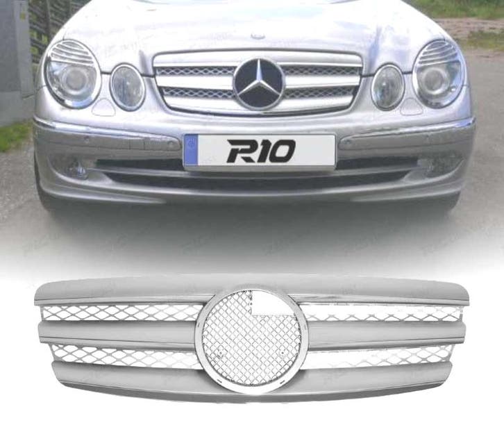 Calandre Type Amg Pour Mercedes E W211 02-06 Argent Chromé, Auto-onderdelen, Carrosserie, Verzenden
