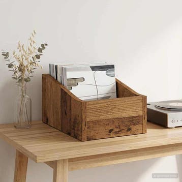 vidaXL LP Recorddoos Oud hout 23 x 33 x 16 cm Bewerkt hout, Computers en Software, Verzenden, Nieuw