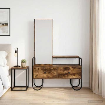 vidaXL Kaptafel met lade met plank Gerookt eiken Bewerkt, Verzenden, Nieuw