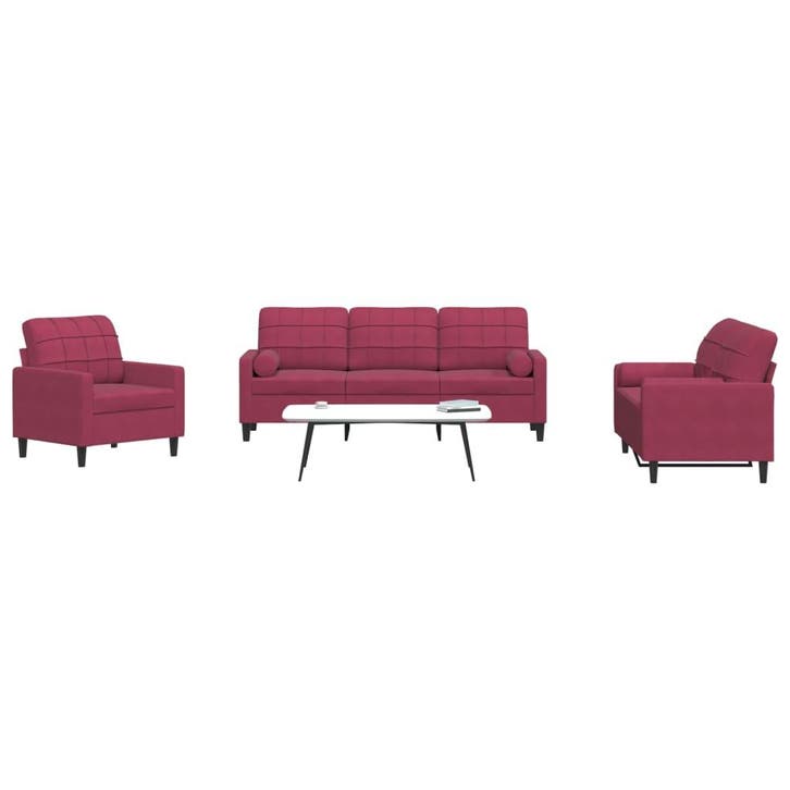 vidaXL 3-delige Loungeset met kussens en bolsters fluweel, Maison & Meubles, Canapés | Salons, Envoi
