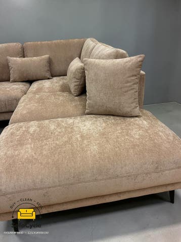 Luton hoekzetel rosé taupe in stof, hoek R – overstock, Verzenden