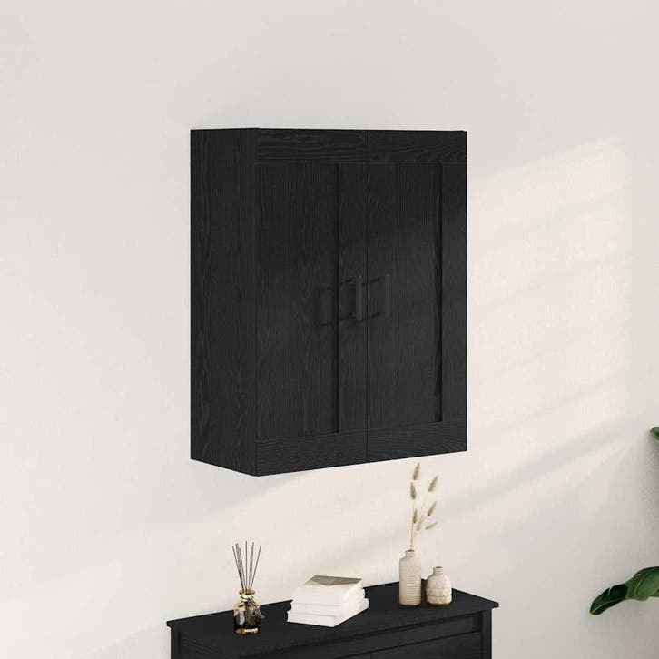 vidaXL Wandkast Zwart Eiken 69,5 x 34 x 90 cm Bewerkt hout, Huis en Inrichting, Kasten | Dressoirs, Nieuw, Verzenden