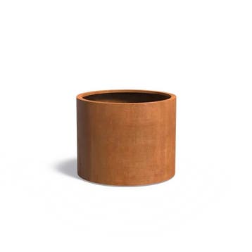 Cortenstaal plantenbak Ø100x80cm - Met wielen