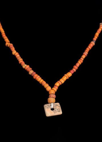 West-Aziatisch Orange Hardstone Kralenketting (Zonder