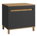 Badplaats Wastafelkast Otero 80 cm - Grijs met Eiken, Verzenden, Nieuw