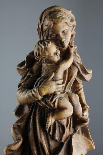 sculptuur, Madonna and Child - 51 cm - Lindehout