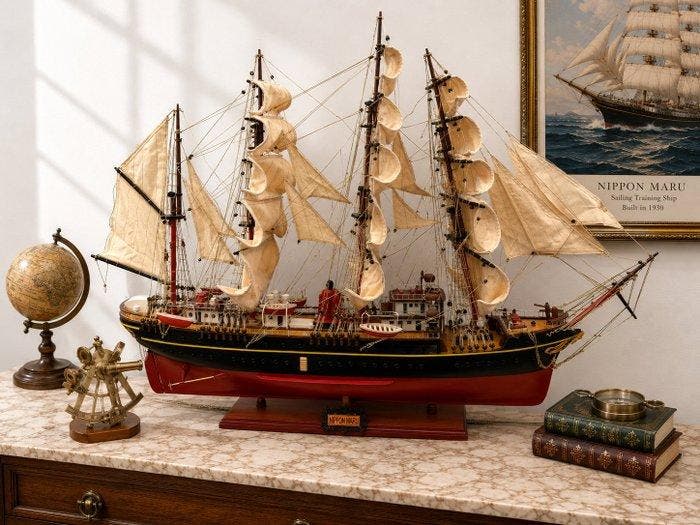 Grande maquette artisanale du voilier japonais « Nippon Maru, Enfants & Bébés, Jouets | Autre