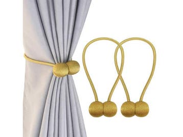Veiling - Gordijnmagneten - set van 2 - goud, Nieuw