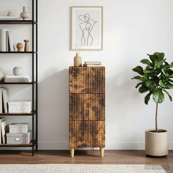 vidaXL Ladekast Gerookt eiken 33 x 34,5 x 90 cm Bewerkt hout, Huis en Inrichting, Verzenden, Nieuw