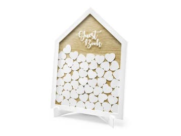 Houten Gastenboek Hartjes 43cm, Verzenden
