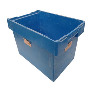 Magazijnbak 600x400x420 mm euronorm blauw pp gebruikt, Ophalen of Verzenden