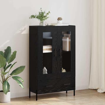 vidaXL Highboard Corona Zwart Eiken 69,5 x 31 x 115 cm, Verzenden