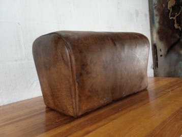 Pouf - Pouf et tabouret en cuir vintage - Cuir, Acier, Bois