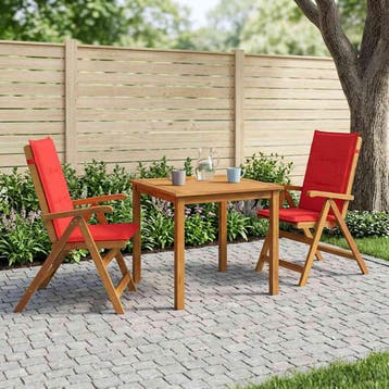 vidaXL 3-delige tuineetset 2-zits Rood Massief Acacia Hout, Verzenden, Nieuw