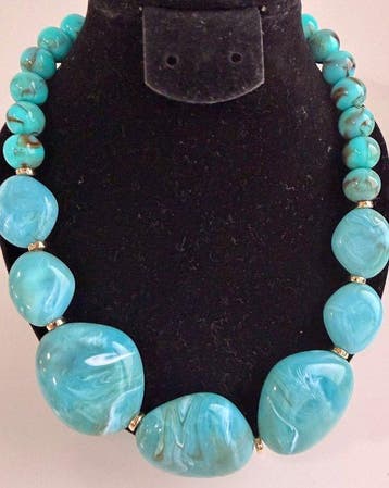Vintage Statement Ketting met Turquoise-achtige Blauwe