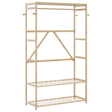 vidaXL Kledingrek met schappen 110x40x175 cm bamboe, Huis en Inrichting, Verzenden, Nieuw