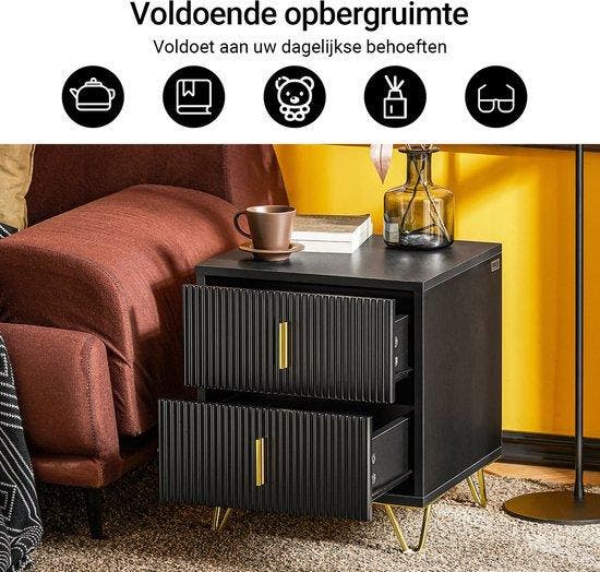 2dekans | SoBuy Bijzetkastje - Nachtkastje met 2, Huis en Inrichting, Tafels | Salontafels, Ophalen of Verzenden