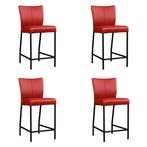 Set van 4 Leren barkrukken Revolt laag - Toledo Red (rood), Nieuw, Leer, Ophalen of Verzenden, 90 cm of meer