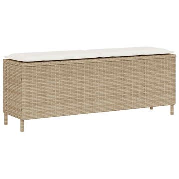 vidaXL Tuinbank met kussen 110x30x40,5 cm poly rattan beige, Verzenden