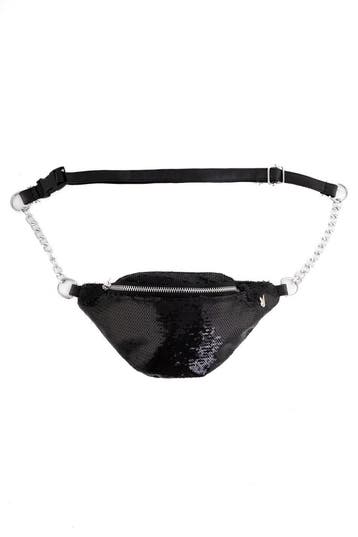 KIMU® Heuptasje Pailletten Zwart Heuptas Sequin Crossbody Ta, Ophalen of Verzenden, Nieuw, Zwart