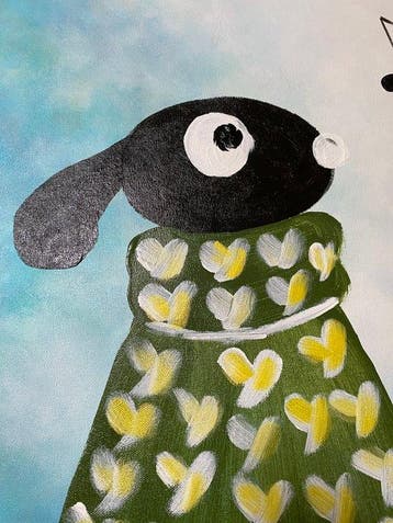 Tetiana Zaitseva - Acrylic Painting Melody Sheep no 413, Antiek en Kunst