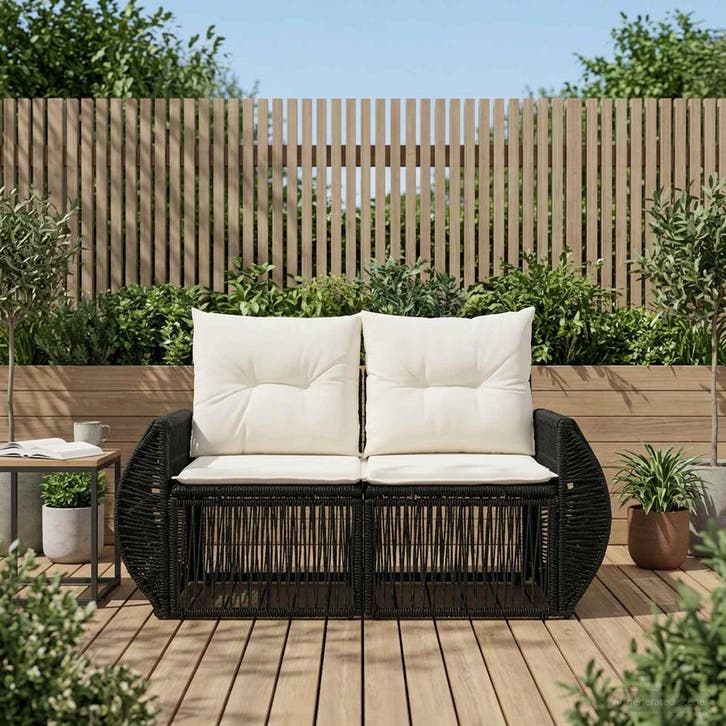 vidaXL Tuin Sofa 2-Aantal zitplaatsen Zwart poly rattan, Tuin en Terras, Tuinsets en Loungesets, Nieuw, Verzenden