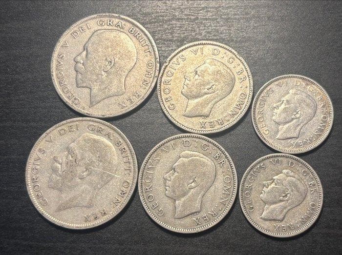 Verenigd Koninkrijk. George V-George VI. 1-2 Shillings and, Postzegels en Munten, Munten | Europa | Niet-Euromunten